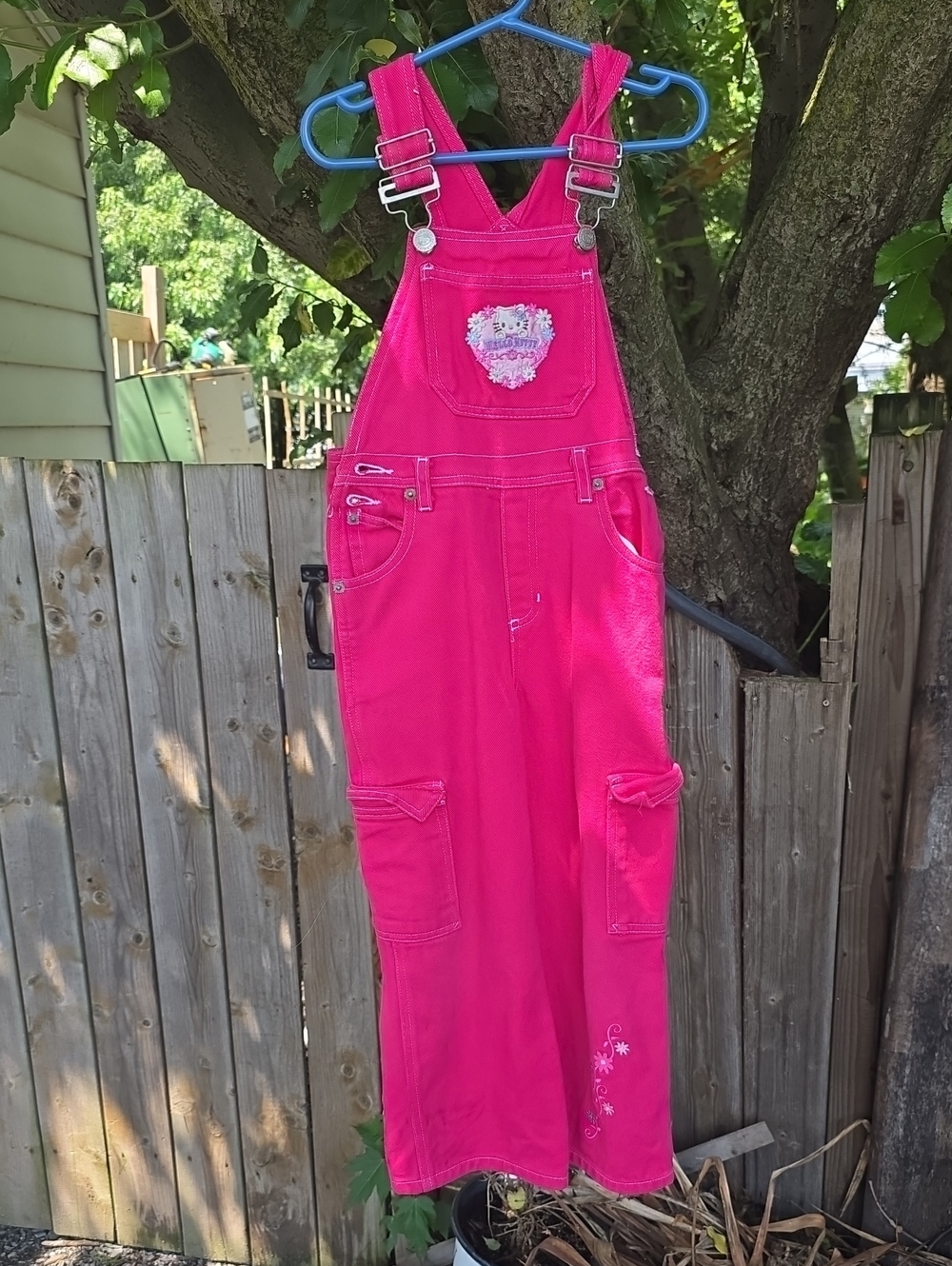 Sanrio Hello Kitty Bright Pink Overall Dress with Heart Patch